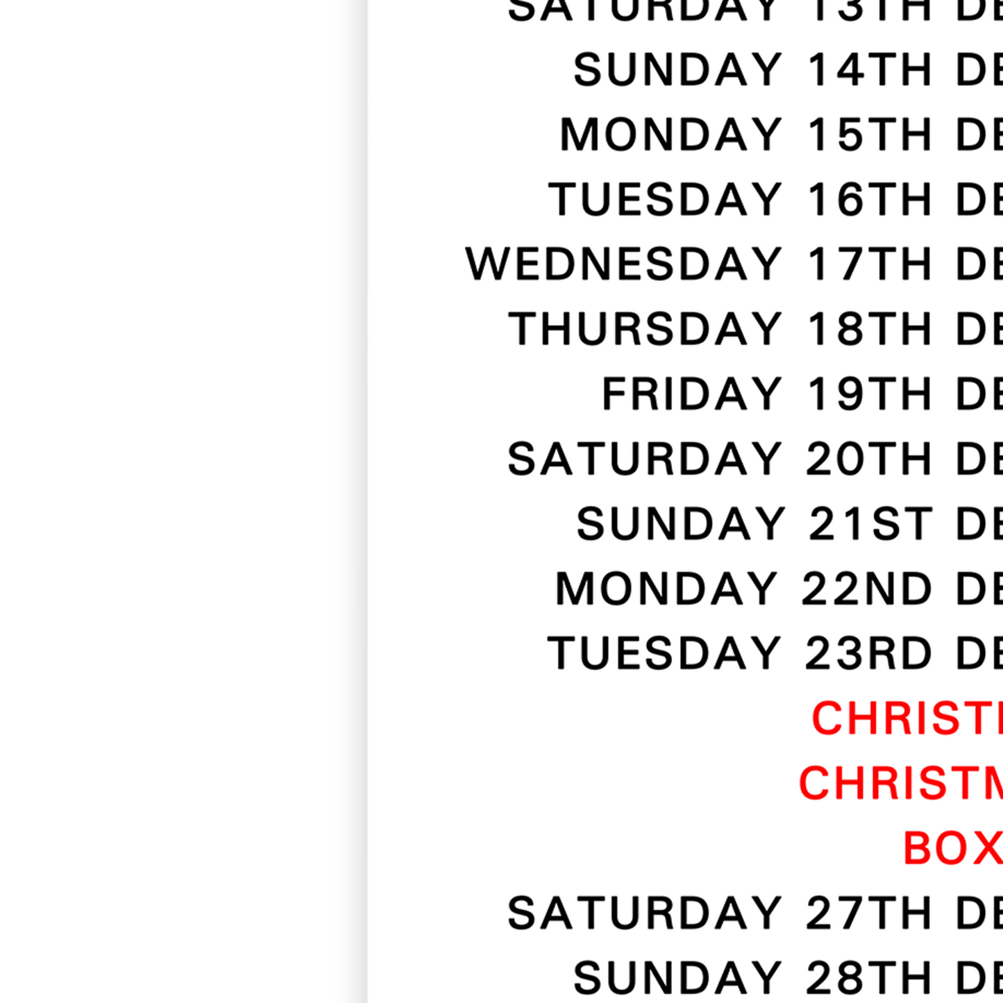2025 Christmas Shop Opening Time Advertisement Hours And Time Xmas Poster A5-A3