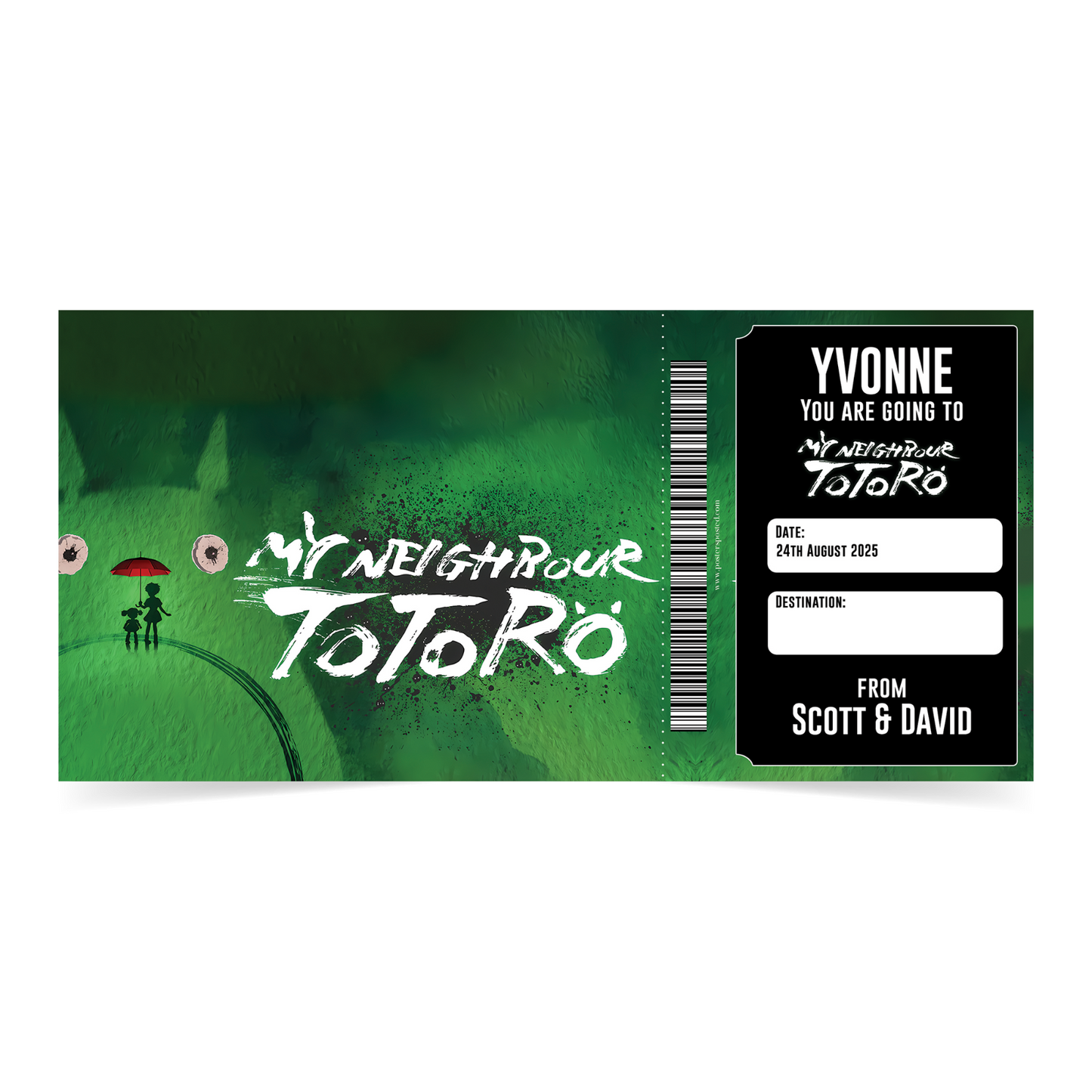 My Neighbour Totoro Musical Theatre Ticket Christmas Xmas Personalised Ticket