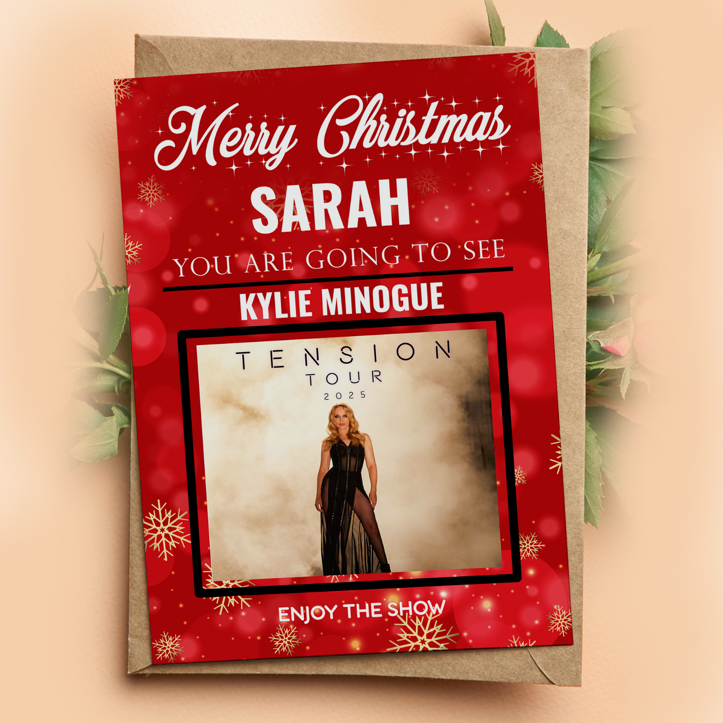 YOU'RE GOING TO SEE KYLIE MINOGUE TENSION TOUR Personalised Gift Christmas Card