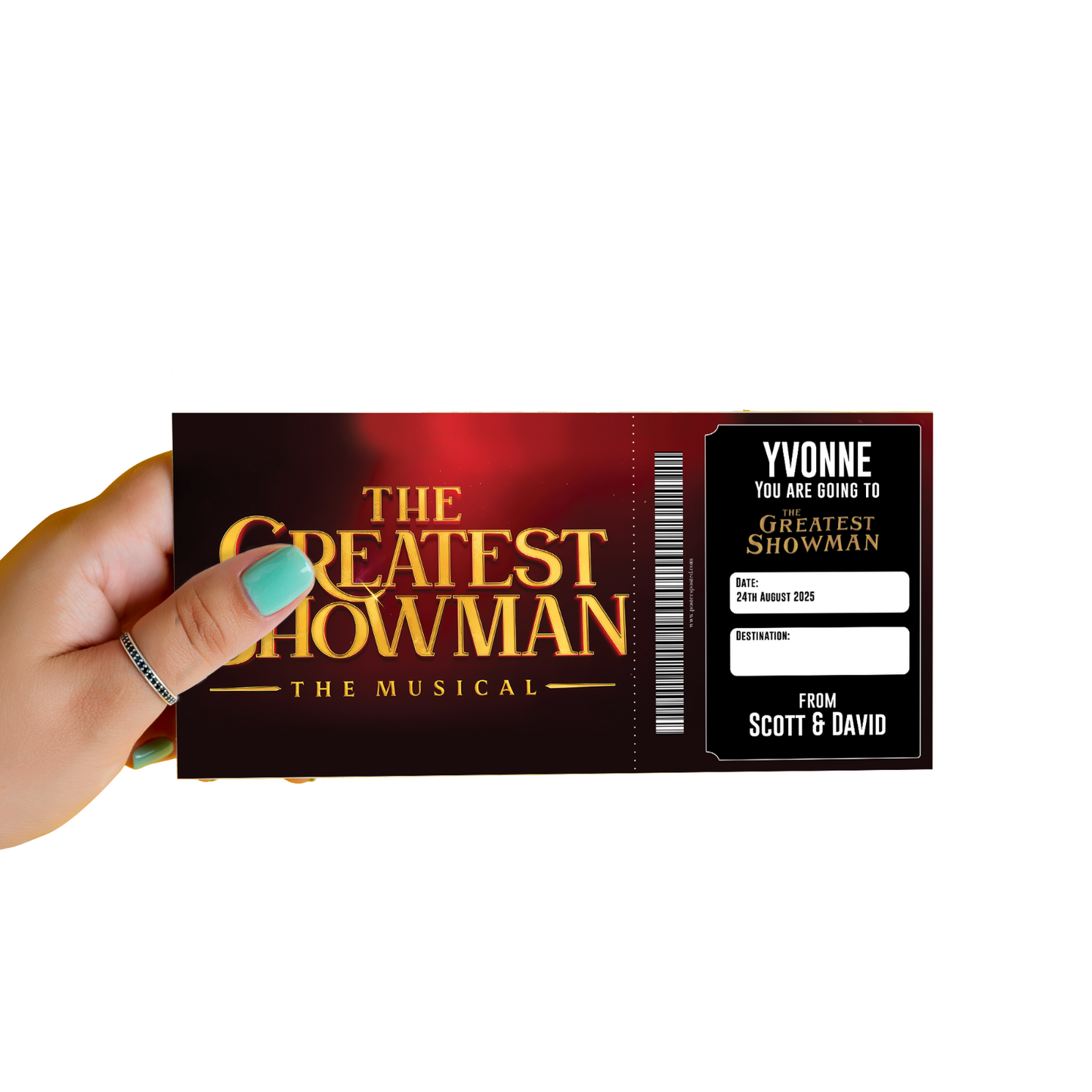 The Greatest Showman Theatre Ticket Musical Gift Voucher Surprise Personalised