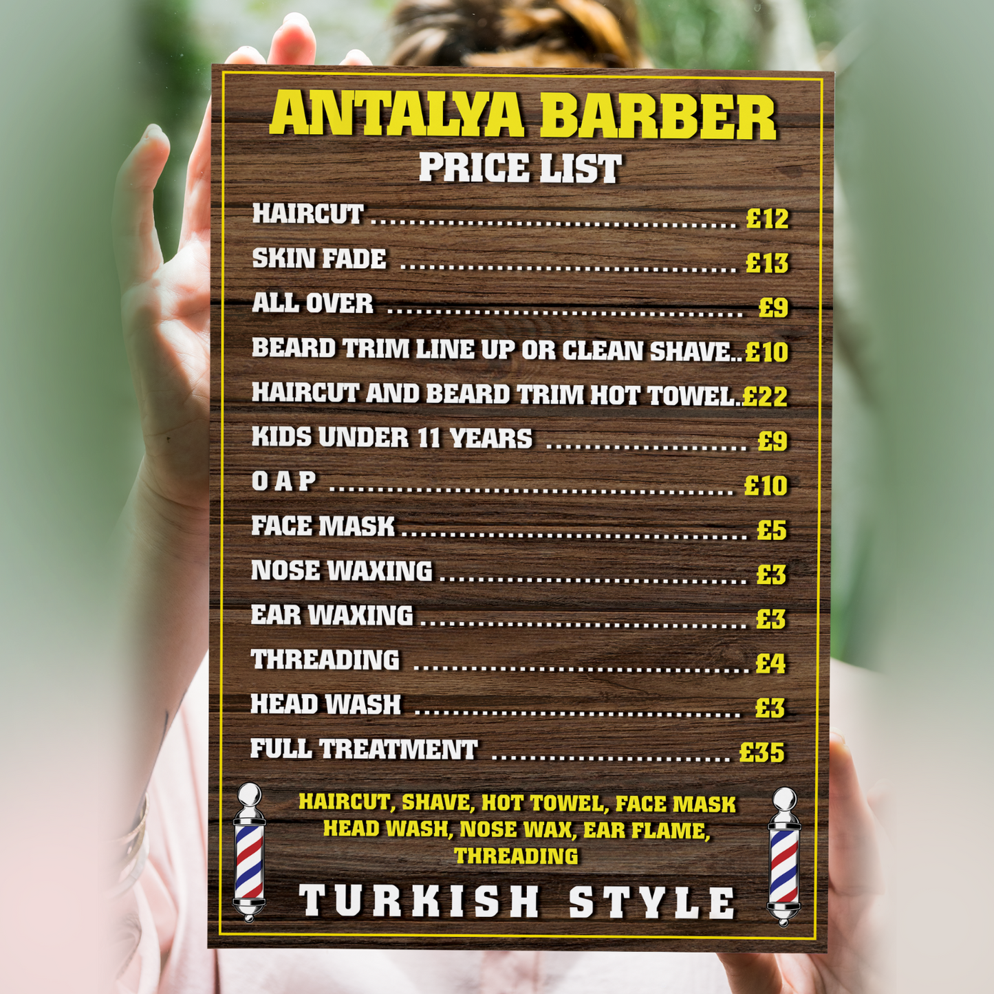 Barber Shop Price List Advertising Salon Sign Poster Indoor Vinyl Sticker A5-A3