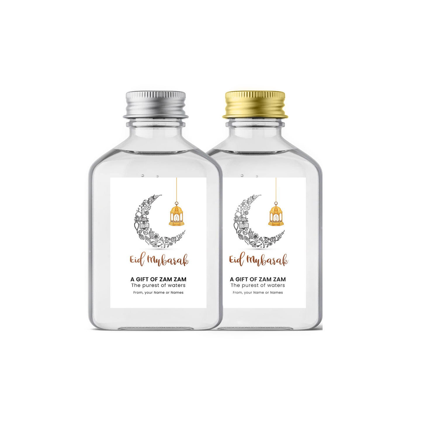 Eid Mubarak Water Bottle Labels Personalised Islamic Zam Zam Stickers Favour