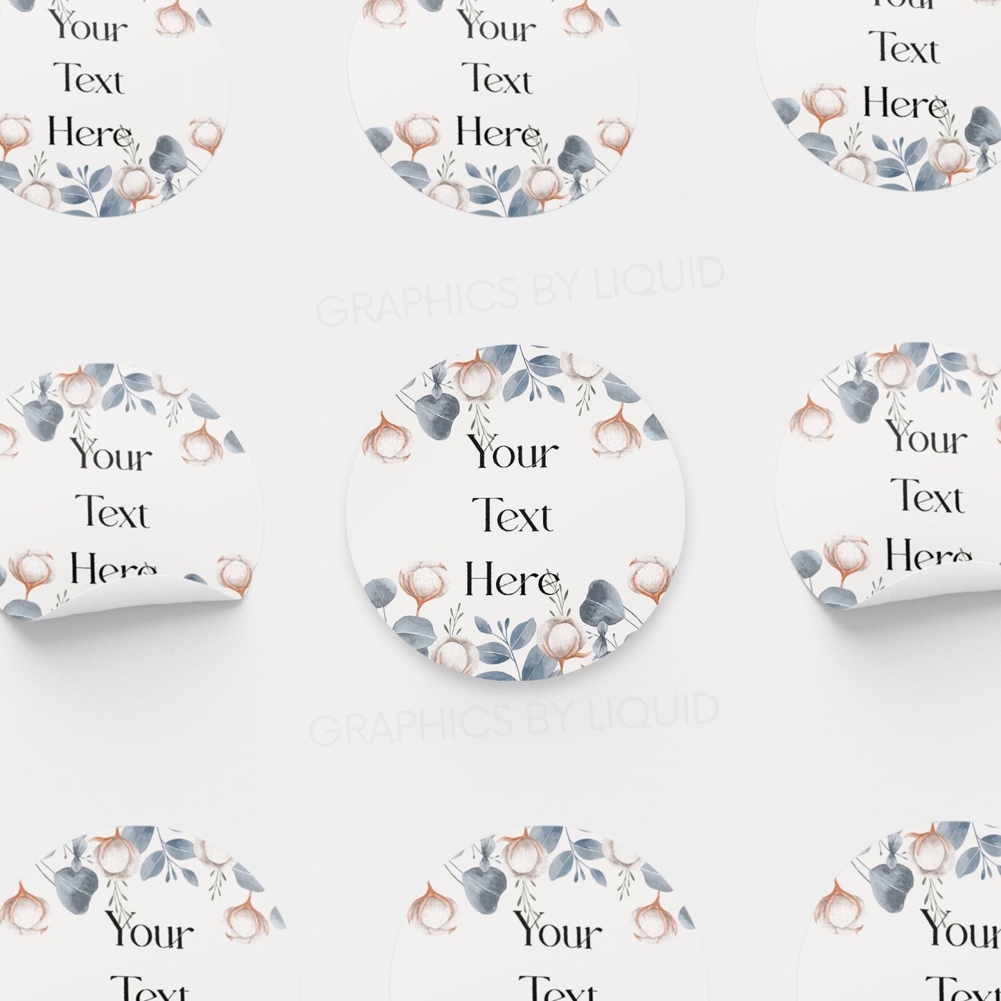 Personalised Name LOGO Printed Labels Seal Company Floral Wedding Round Stickers
