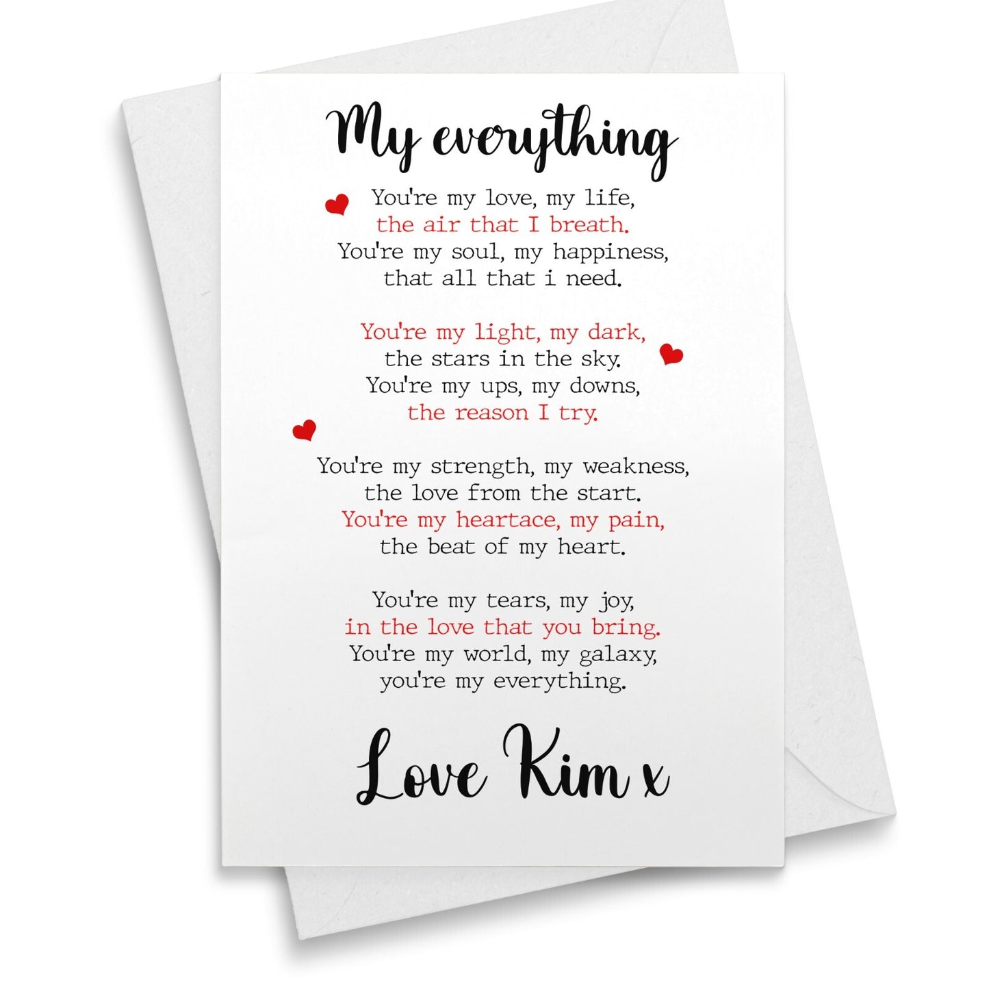 Anniversary Wedding Gift Card Personalised Love Poem Gift Card For Him Her Gift