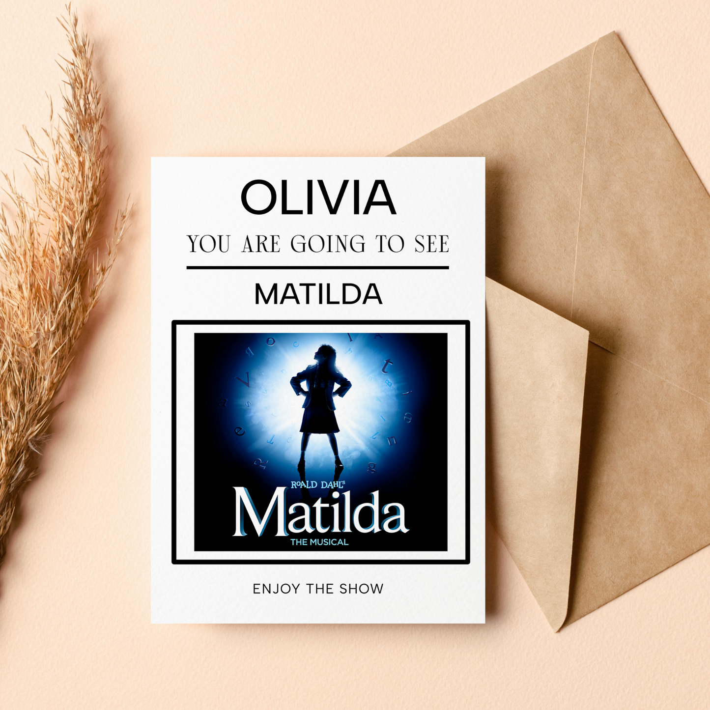 You’re Going To See Matilda The Musical Gift Card Personalised Theatre Reveal