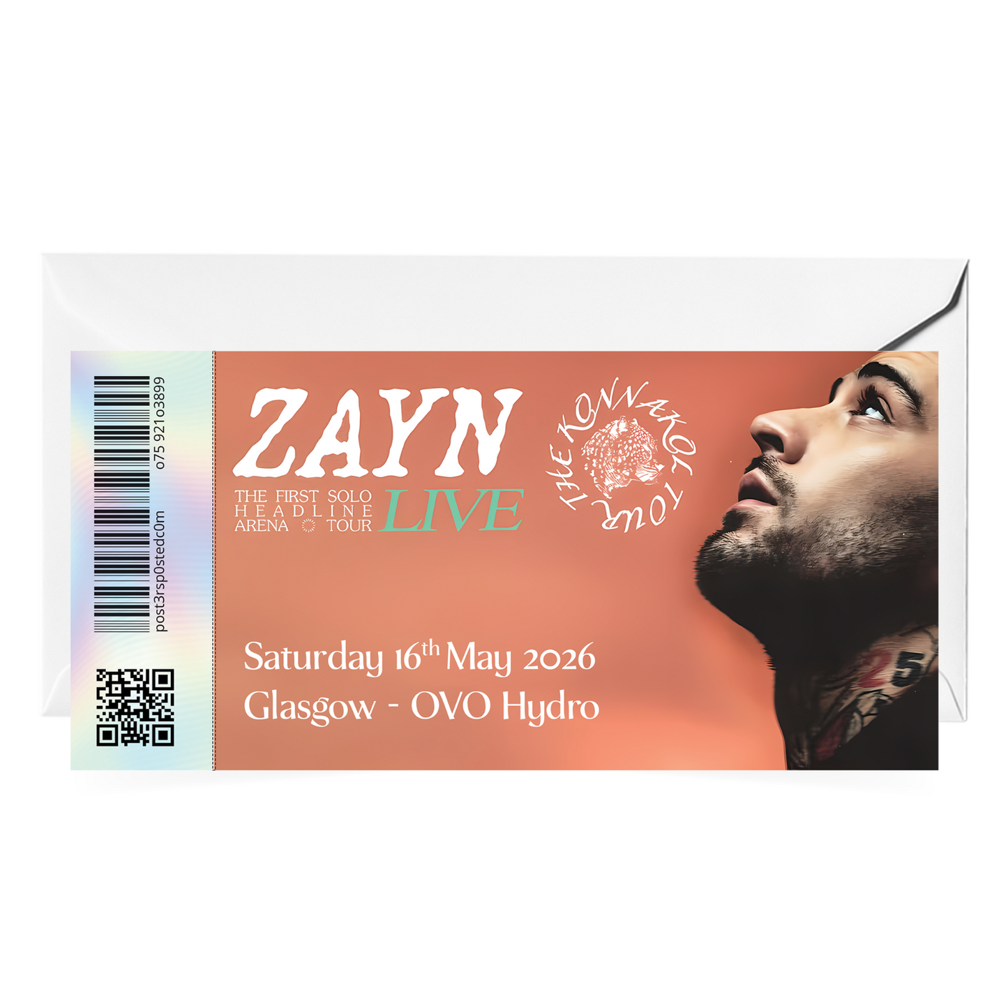 ZAYNTHE KONNAKOL TOUR 2026 Mock Ticket Gift Reveal Keepsake Stub Replica Ticket