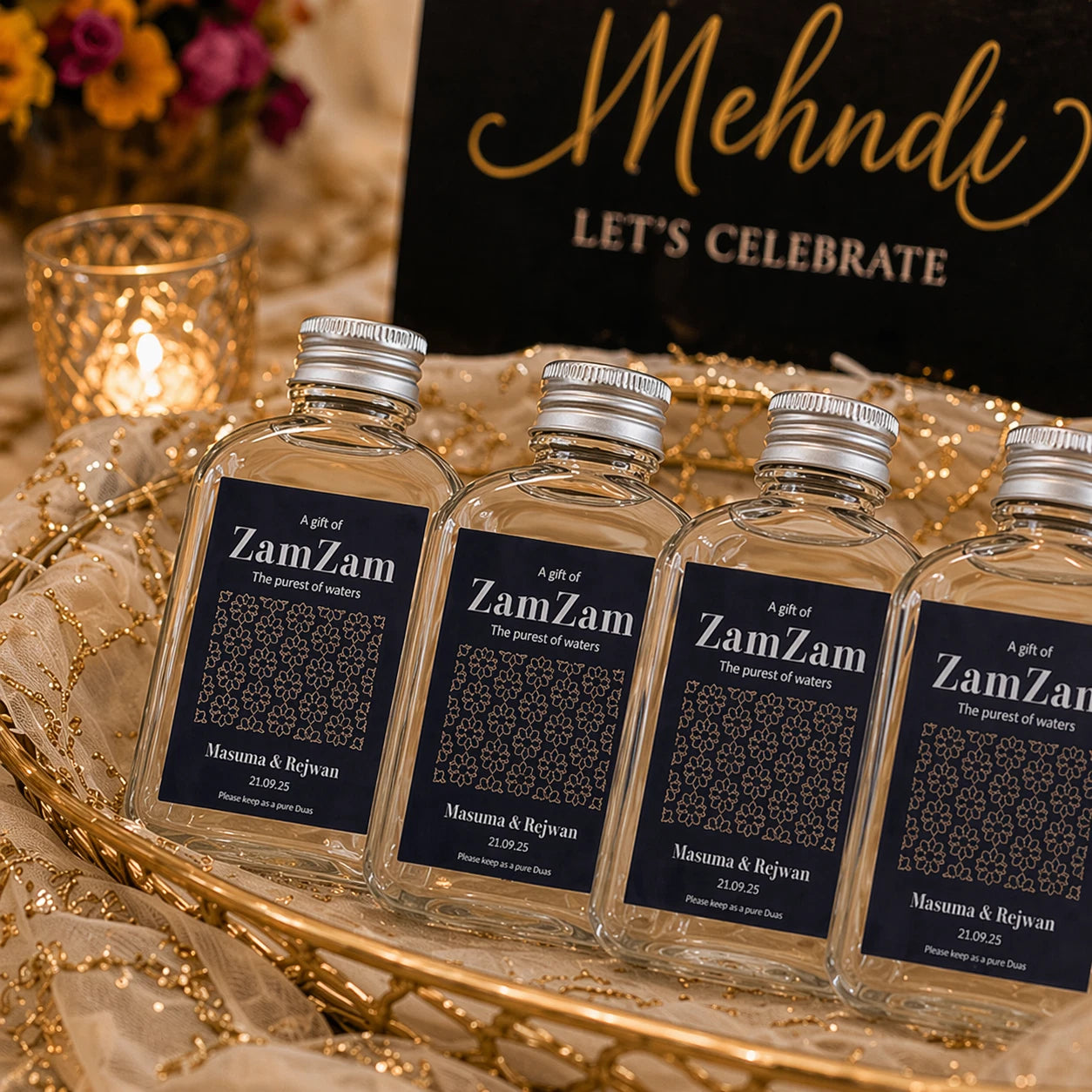 Zam Zam Water Bottles PERSONALISED Sticker Wedding LABELS ONLY Gift Favour