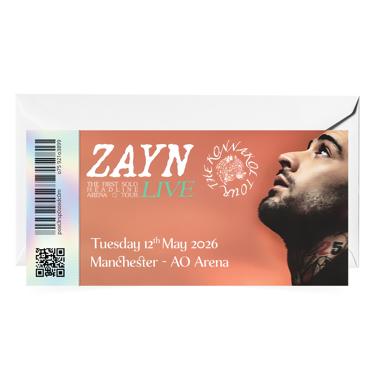 ZAYNTHE KONNAKOL TOUR 2026 Mock Ticket Gift Reveal Keepsake Stub Replica Ticket