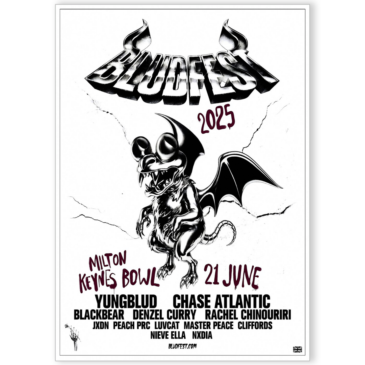 Yungblud Idols Bludfest 2025 Milton Keynes Bowl Line Up Tour Poster Print