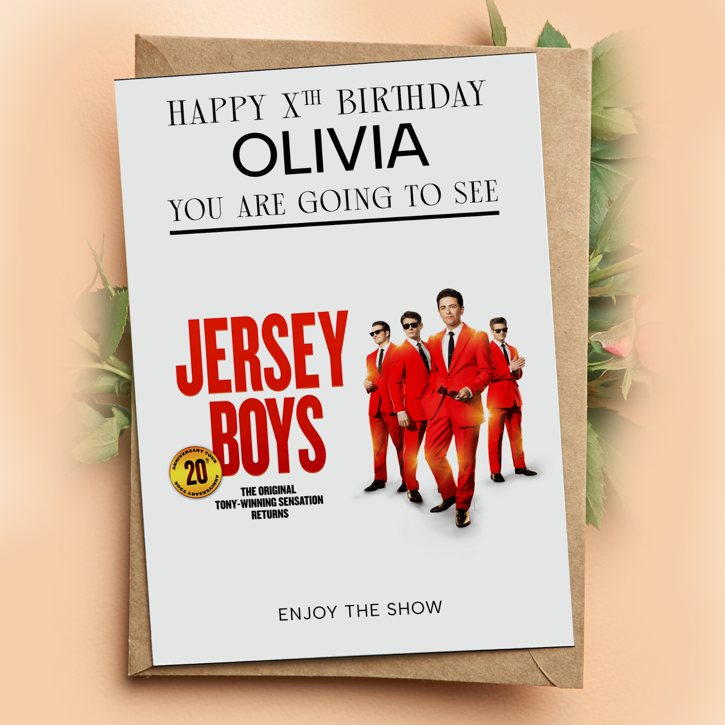 You're going to see JERSEY BOYS THE MUSICAL Birthday Card Personalised Gift