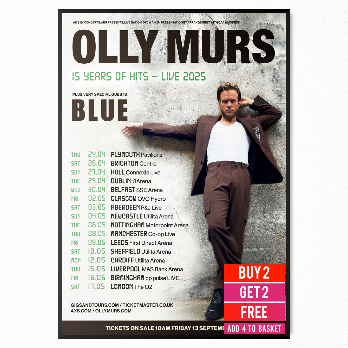Olly Murs 15 Years Of Hit Concert Poster Print UK Tour For Olly Murs Fan A5-A3