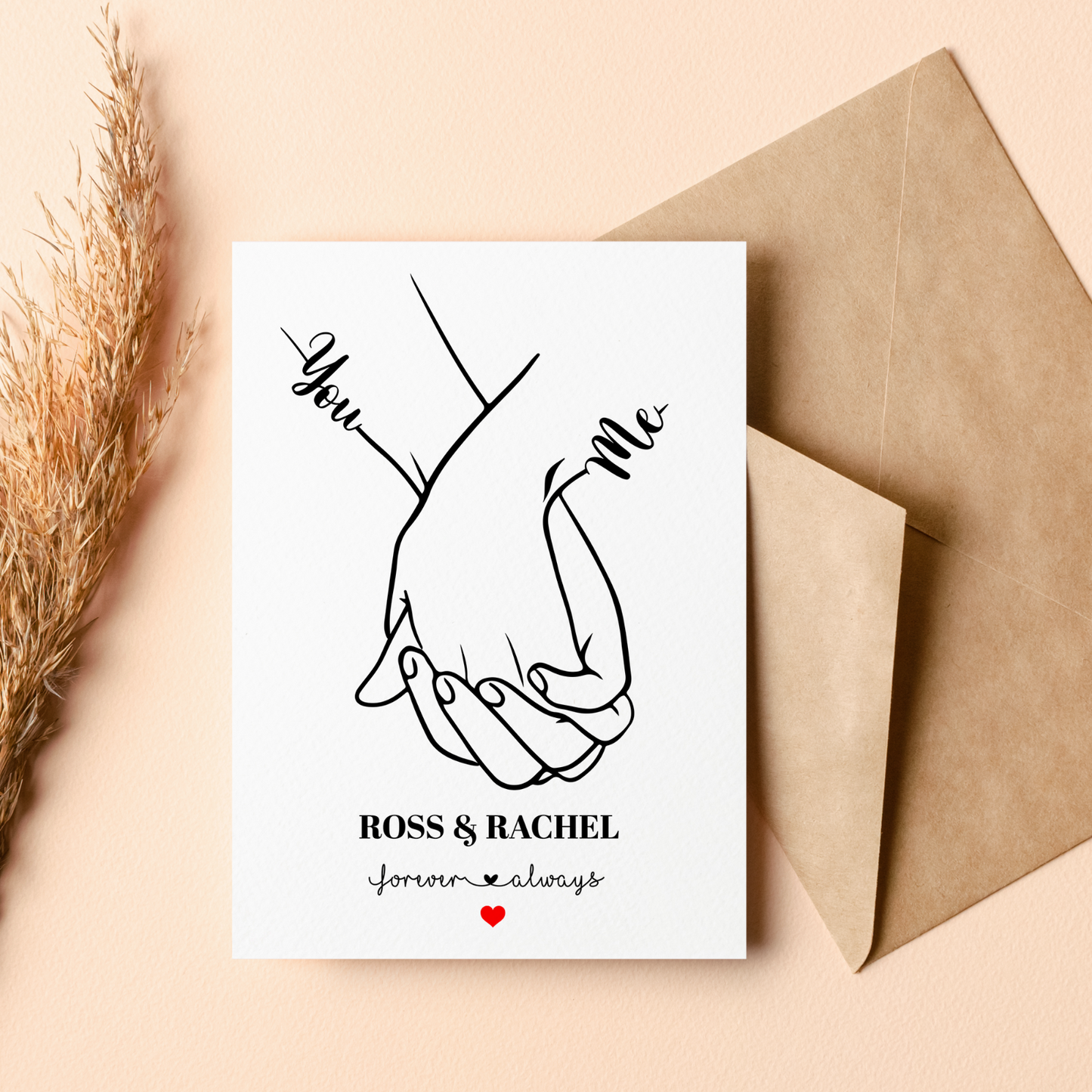 Valentines Day Card Personalised Cute Hands Love Gift for Husband Wife BF GF