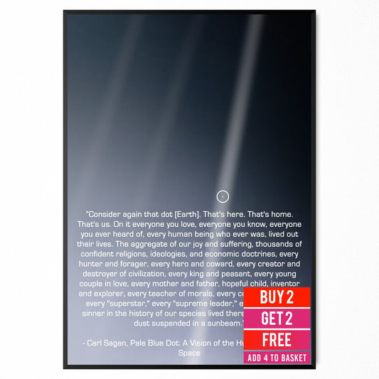 Carl Sagan Pale Blue Dot Original 1990 Photo Quote Classic Poster A5 A4 A3