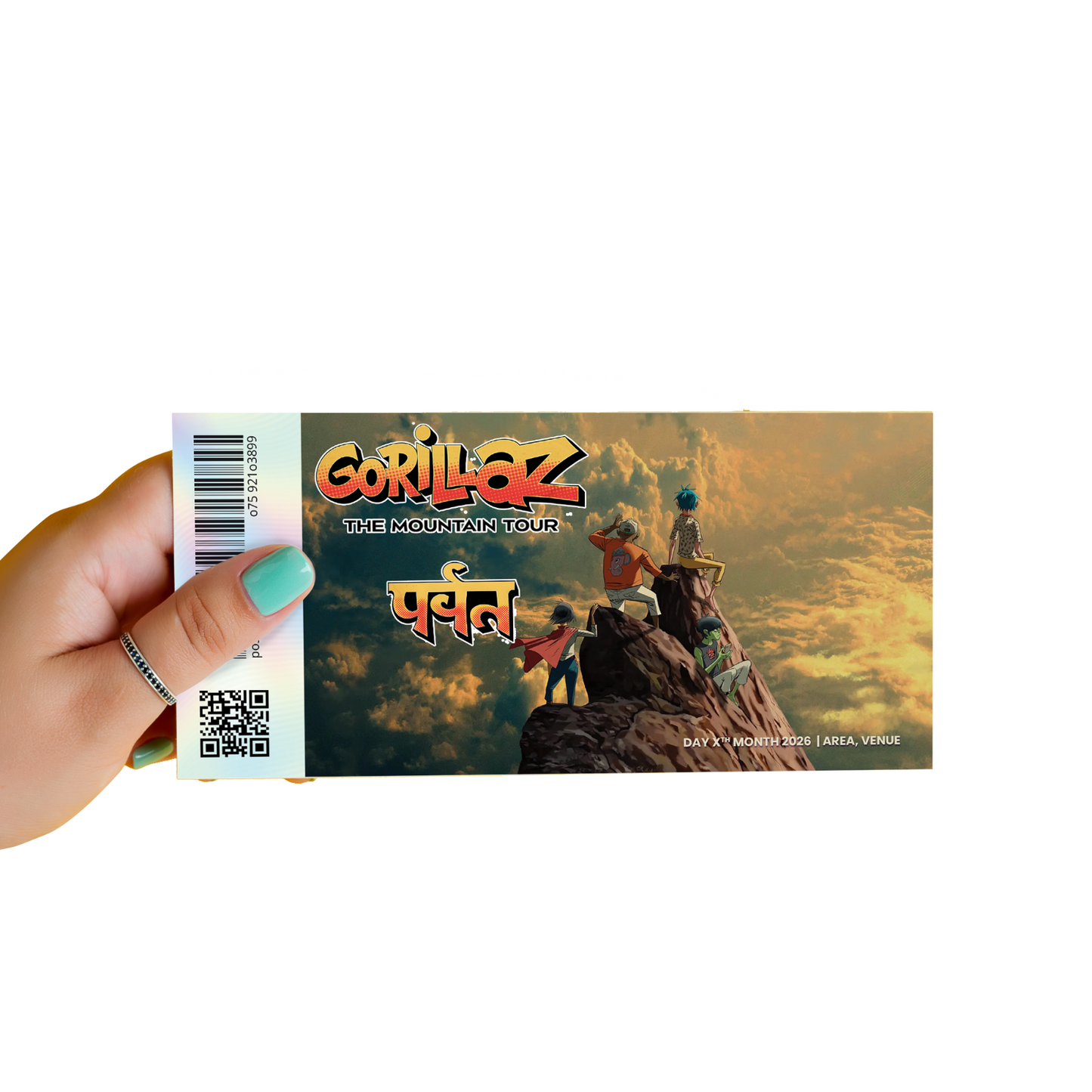 Gorillaz Mock Ticket The Mountain Tour 2026 Gift Reveal Personalised Souvenir