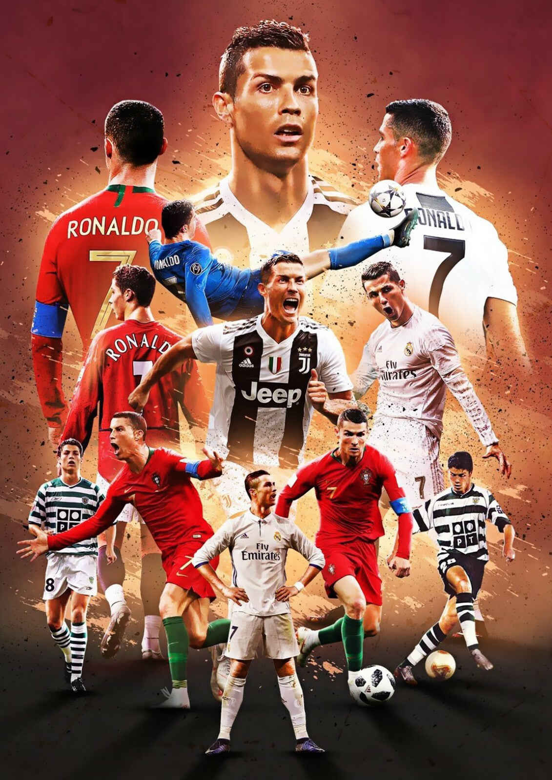 Ronaldo CR7 Legendary Moments Poster Photo Sports Football Poster A5 A4 A3