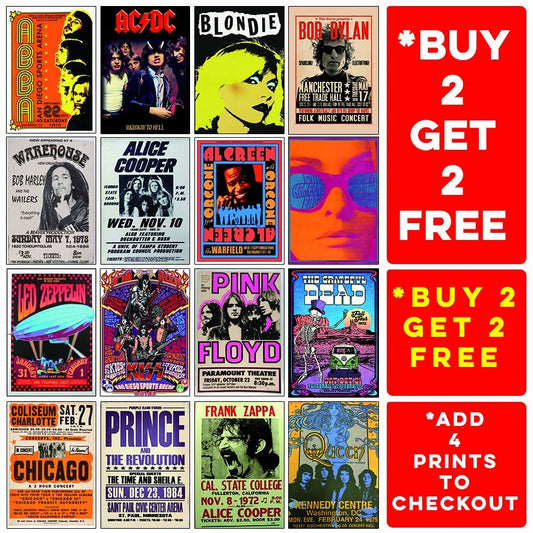 Music Concert Posters Best Of Rock Vintage Pub Bar Shop Blues Wall Art Prints