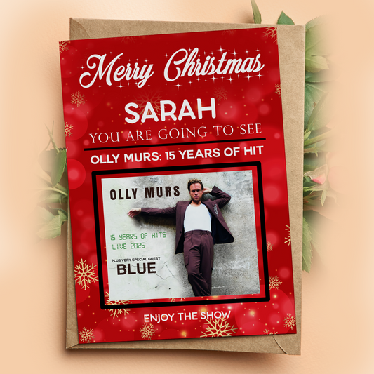 You're Going To See OLLY MURS Tour Card Personalised Christmas Ticket Gift Card