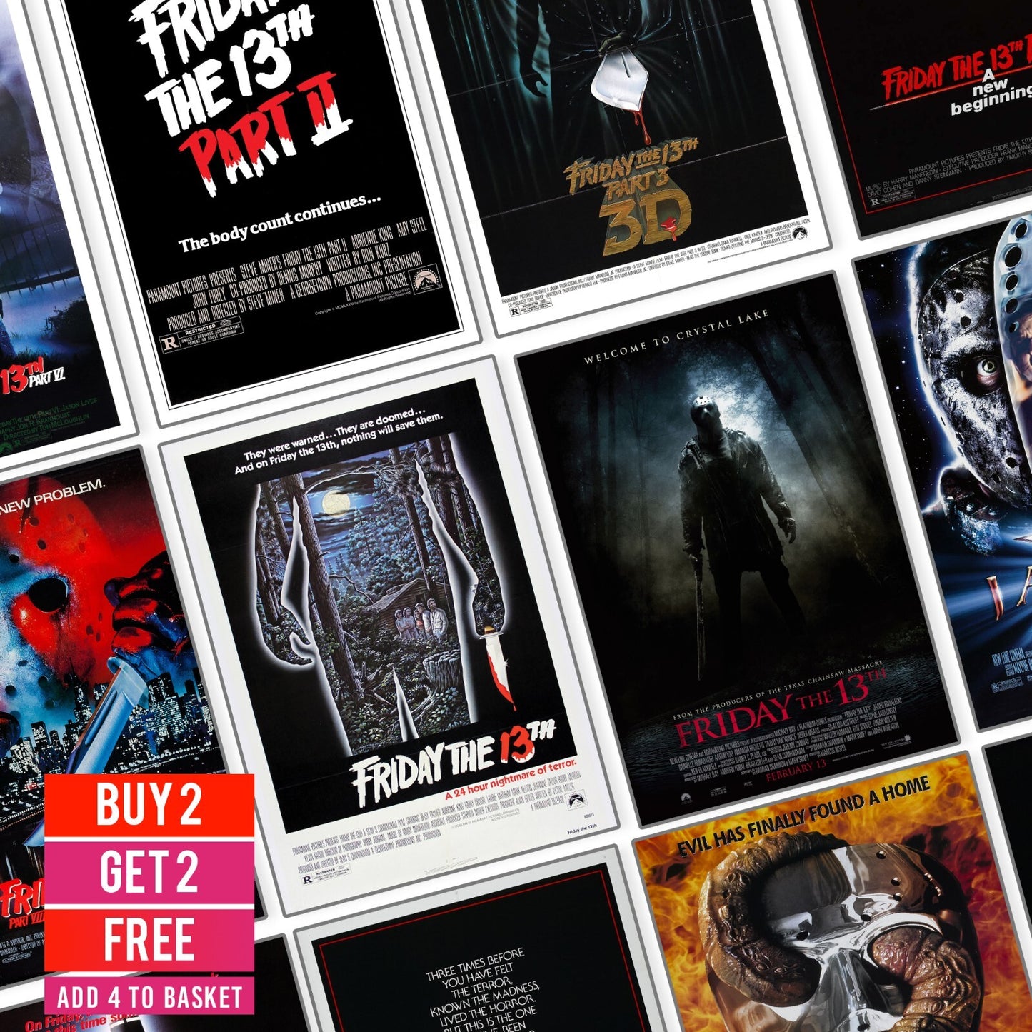 Friday The 13th Classic Horror Movie Film Franchise 1980- 2009 Posters Prints