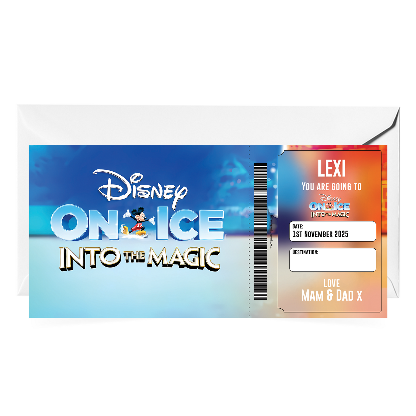 Disney On Ice Into The Magic Christmas Ticket Personalised Gift Keepsake Ticket
