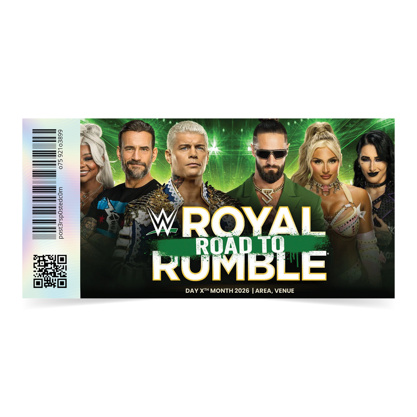 WW E ROAD TO ROYAL RUMBLE Theatre Gift Ticket Personalised Christmas Birthday