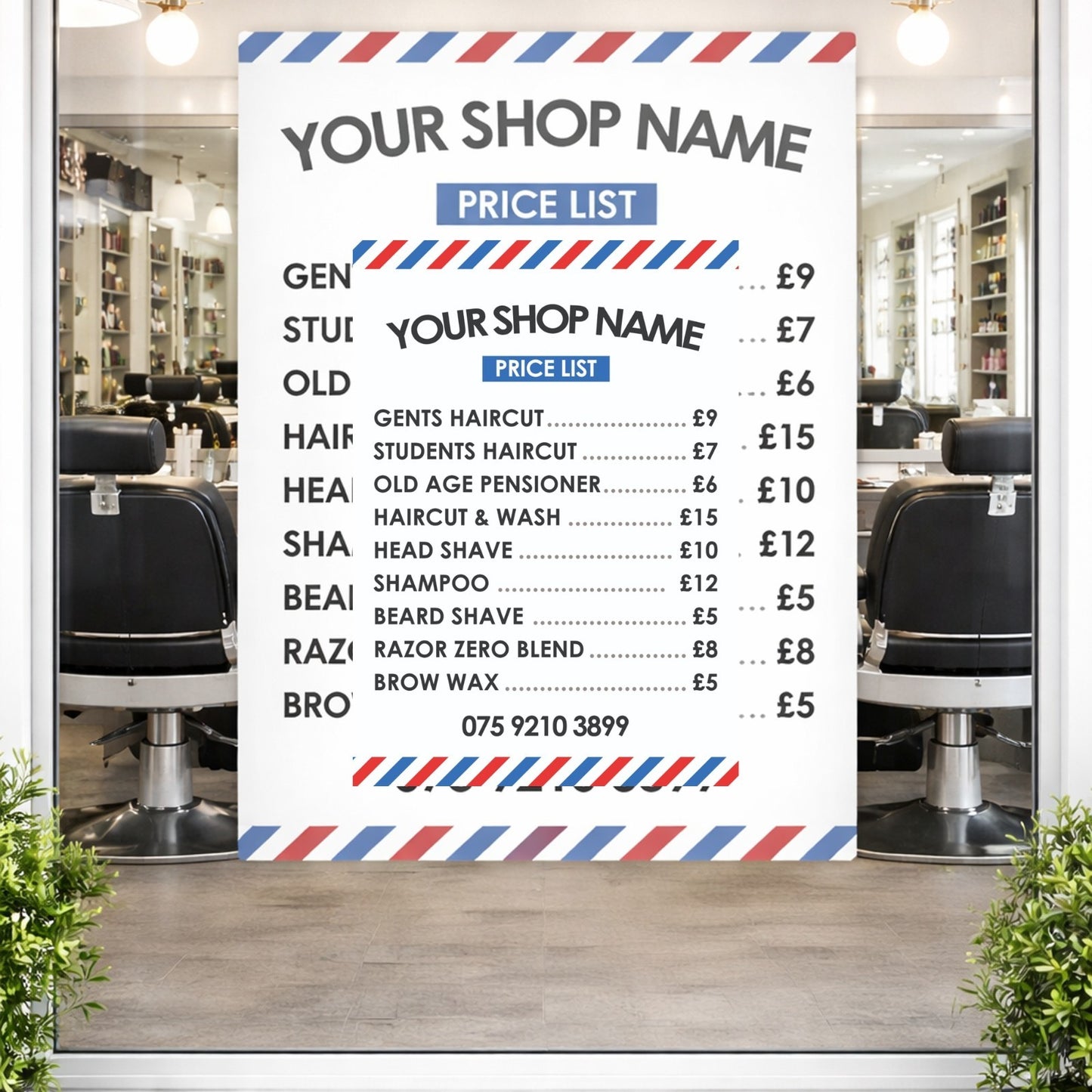 Barber Shop Price Salon List Advertising Prices Poster Indoor Sticker A5-A3