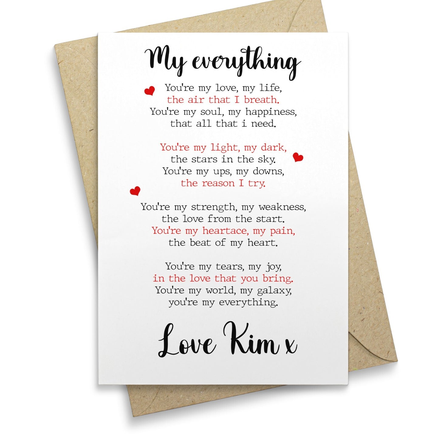 Anniversary Wedding Gift Card Personalised Love Poem Gift Card For Him Her Gift
