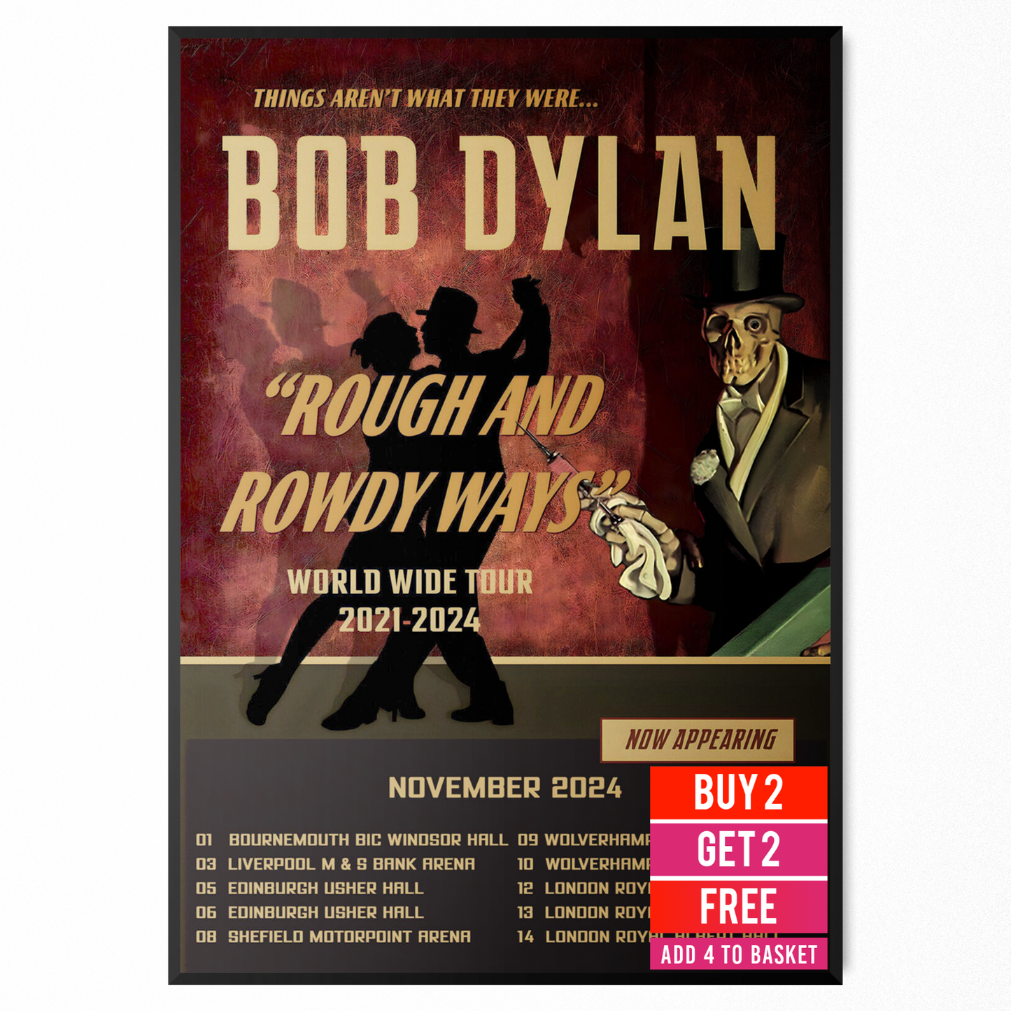 Bob Dylan Rough And Rowdy Ways Concert Poster For Bob Dylan Fans A5 A4 A3