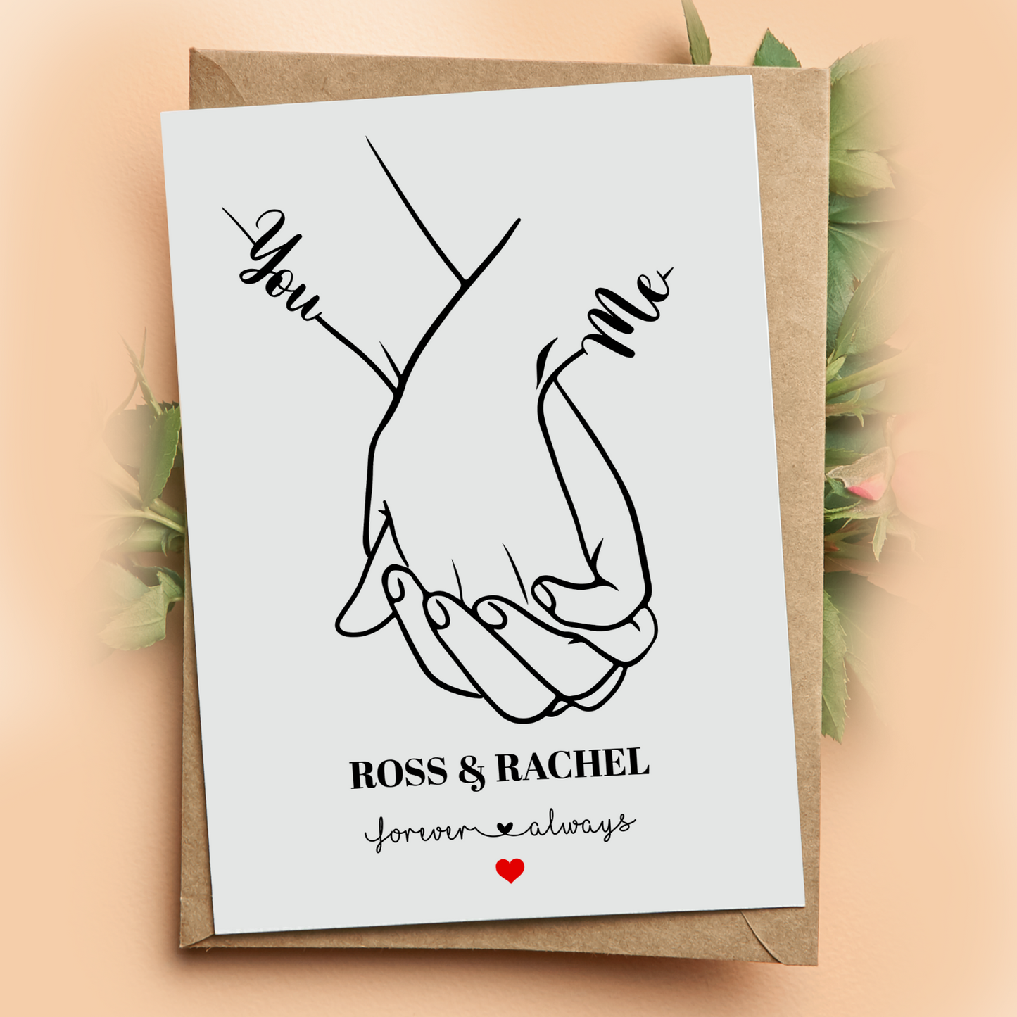 Valentines Day Card Personalised Cute Hands Love Gift for Husband Wife BF GF