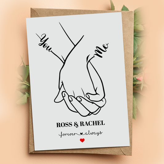 Valentines Day Card Personalised Cute Hands Love Gift for Husband Wife BF GF