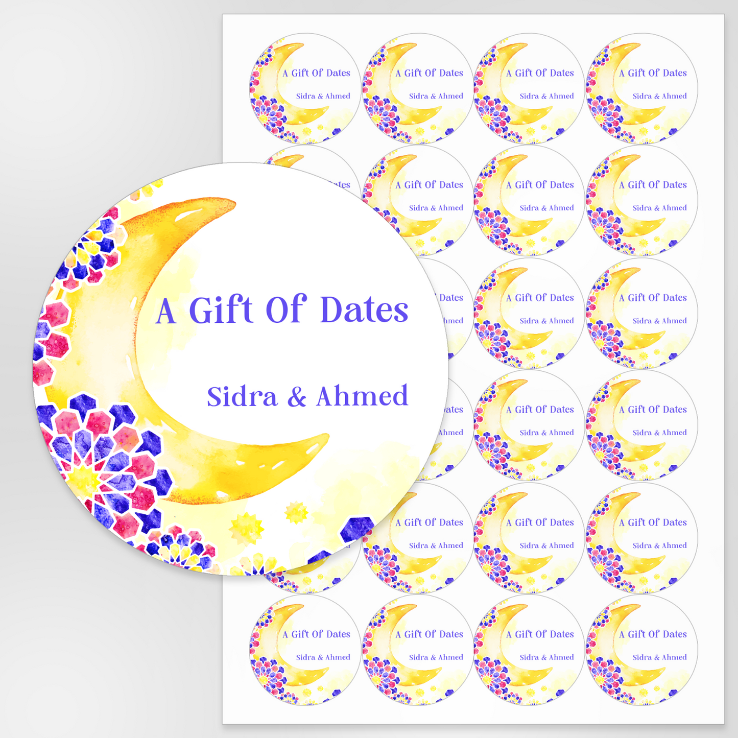 Date Stickers, Water Bottles, Eid Mubarak, Ramadan, Ajwa Date, Personalised Gift