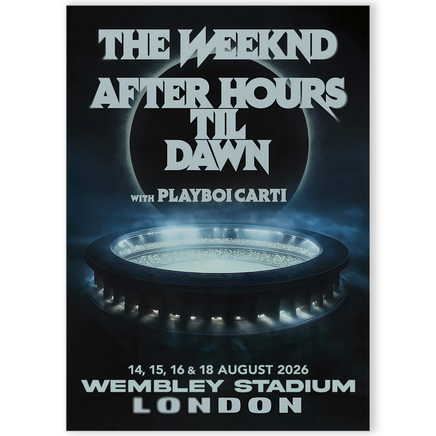The Weeknd UK 2026 Concert poster UK Tour 2026 music tour Gig memorabilia.