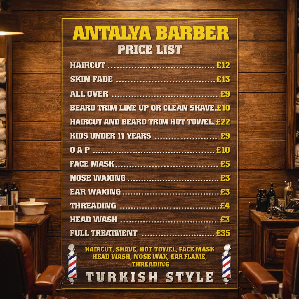 Barber Shop Price List Advertising Salon Sign Poster Indoor Vinyl Sticker A5-A3