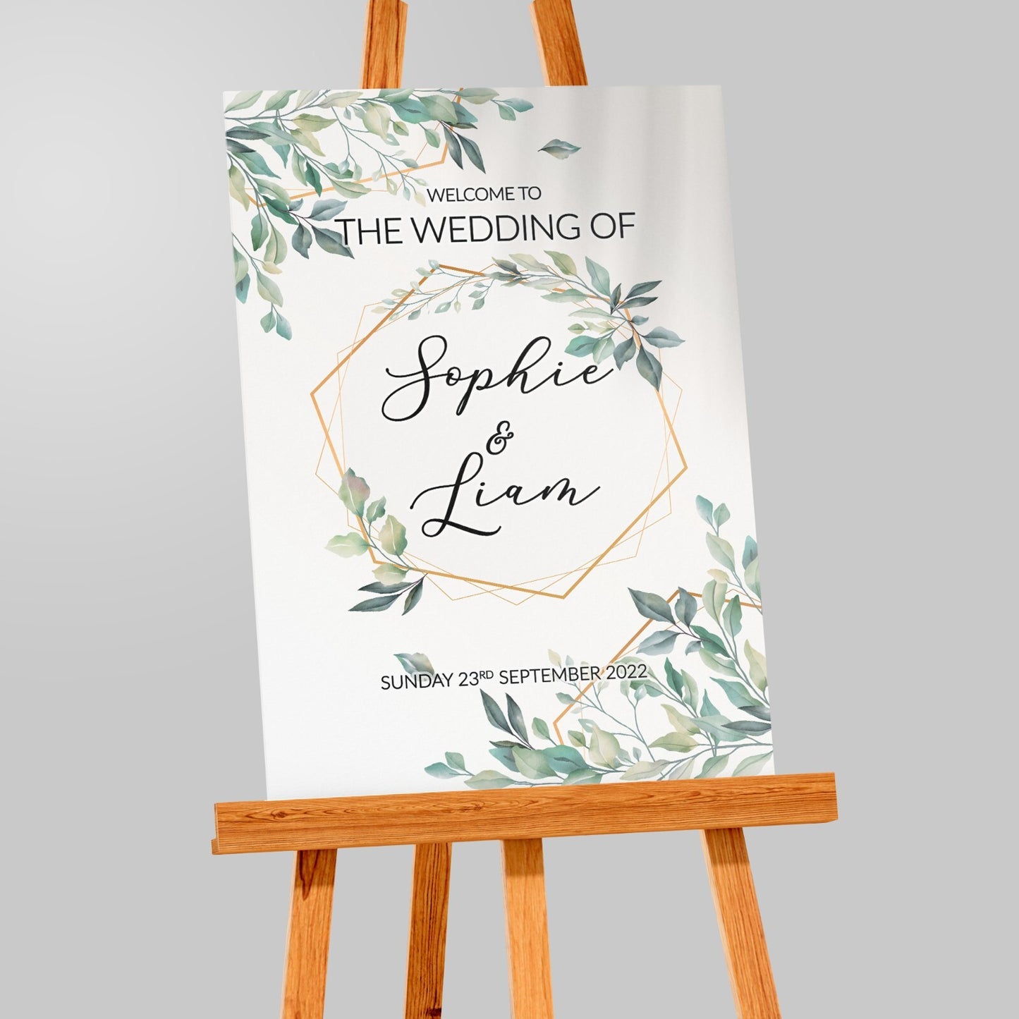 Personalised Welcome Wedding Poster Green Foliage Ceremony 'Welcome' Entry Sign
