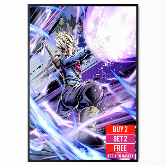 Dragon Ball z Trunks Print Manga Japanese Wall Art Super Saiyan Poster