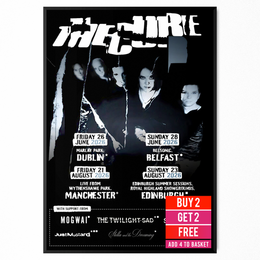 The Cure Poster 2026 Summer Concert Tour All Date Poster Print A5 A4 A3 For Rock
