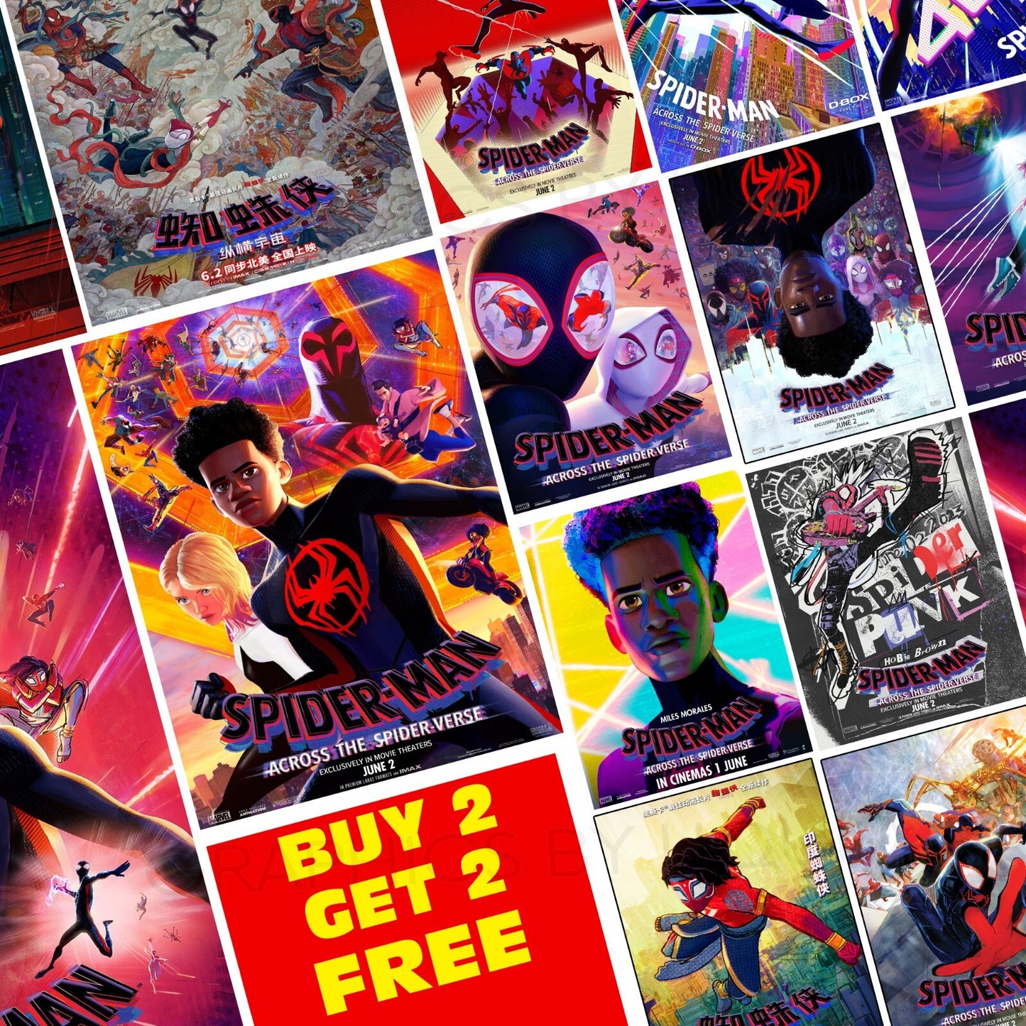 Spiderman Across The Spider-Verse Movie Poster 2023 Wall Art Print - Spiderman