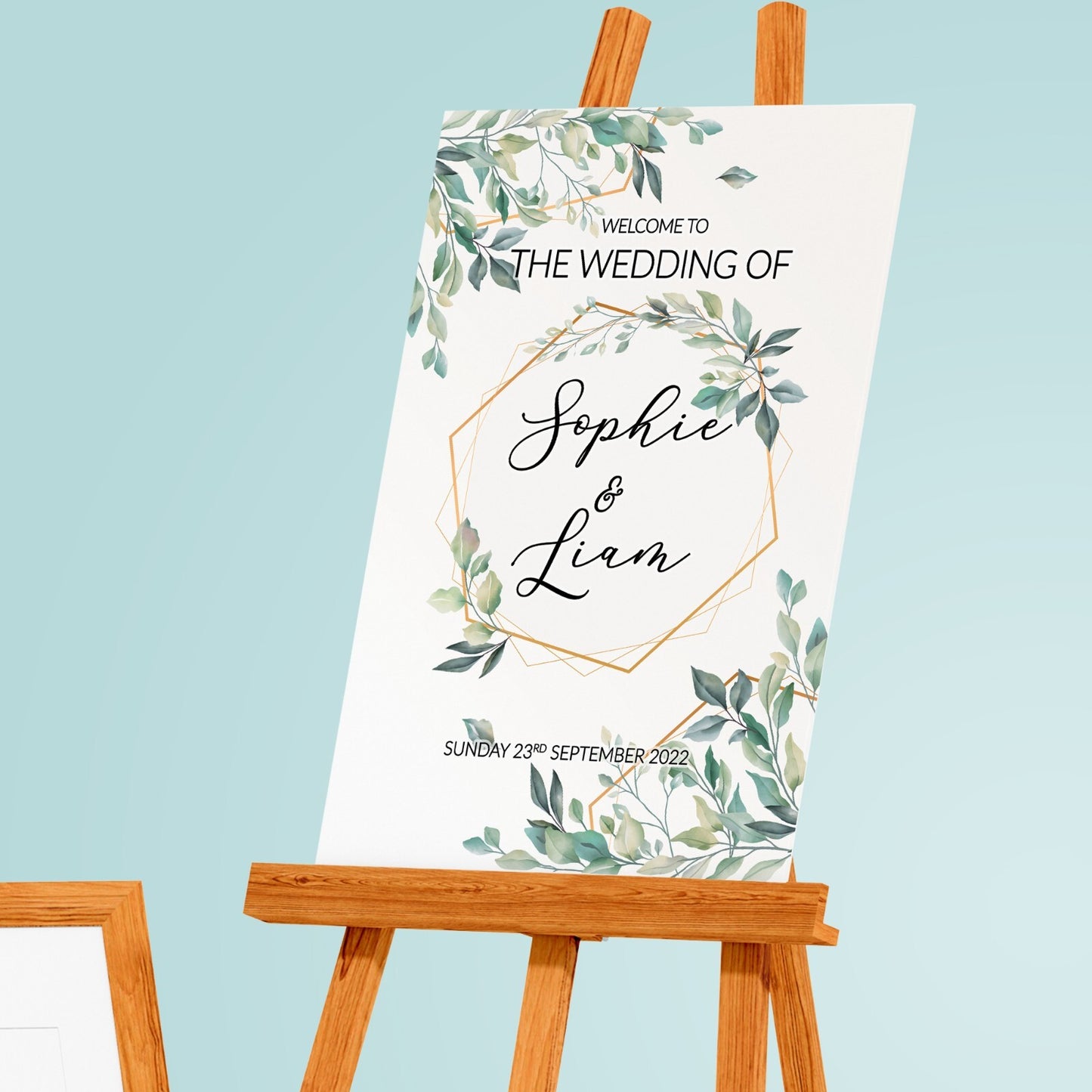 Personalised Welcome Wedding Poster Green Foliage Ceremony 'Welcome' Entry Sign