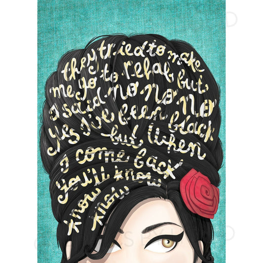 Amy Winehouse Rehab Poster, Music Typography, Lyrics Home Decor Wall Print