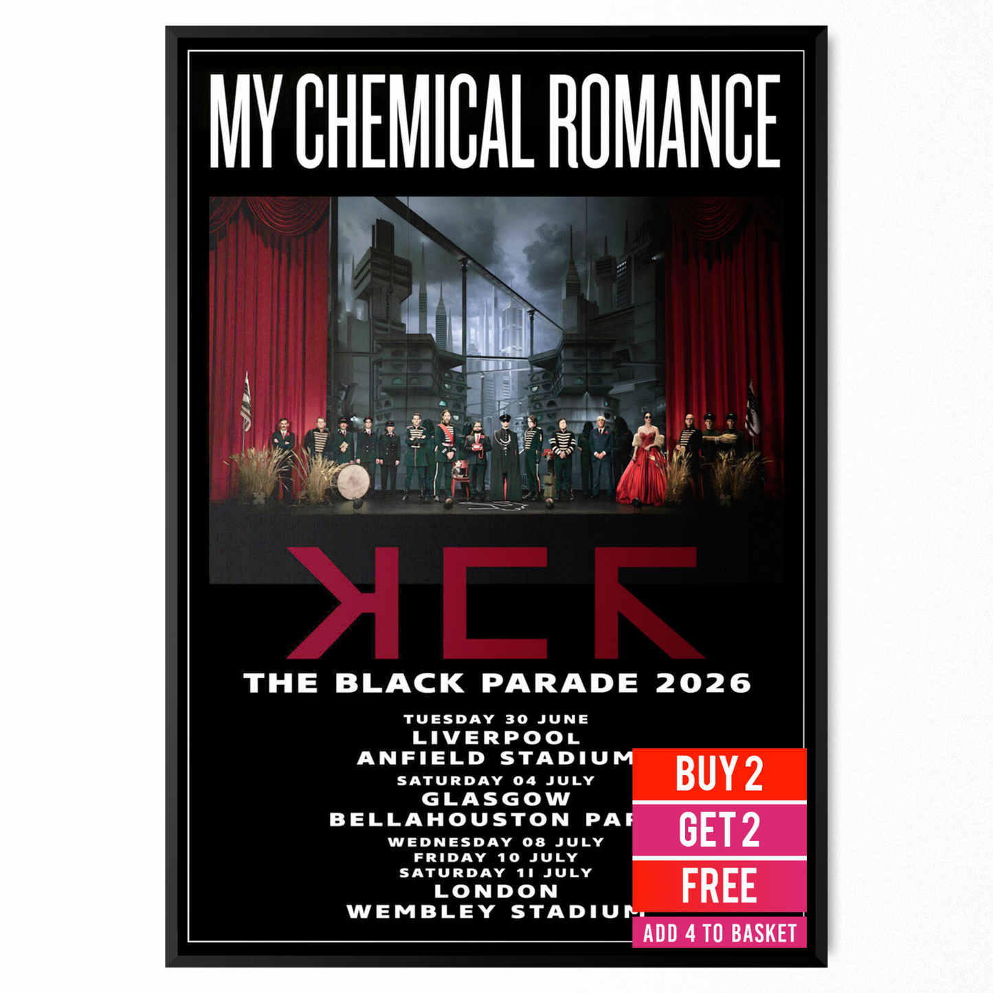 My Chemical Romance Music Poster The Black Parade 2026 UK Tour For MCR Fans
