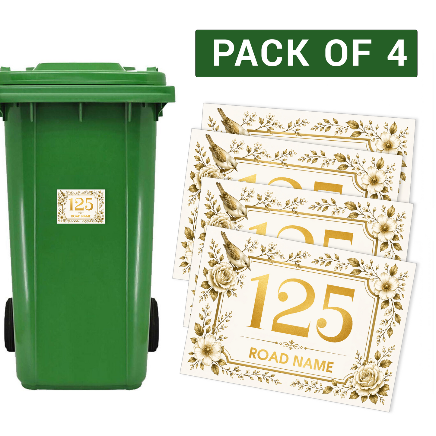 Wheelie Bin Stickers House Number Personalised Street Address Number for Bins