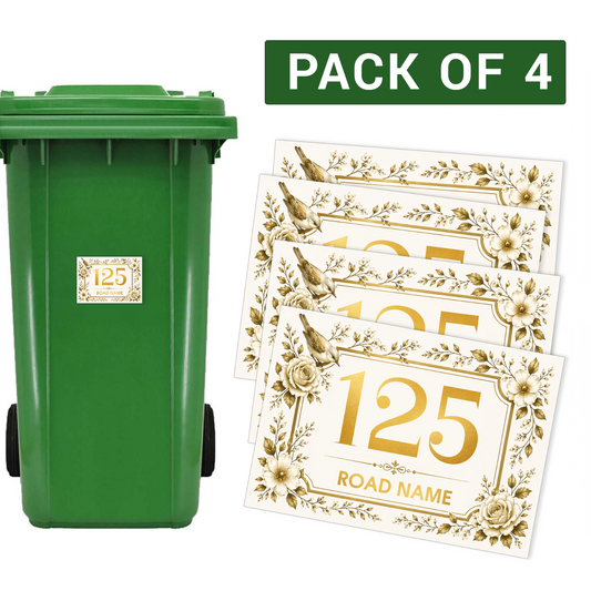 Wheelie Bin Stickers House Number Personalised Street Address Number for Bins