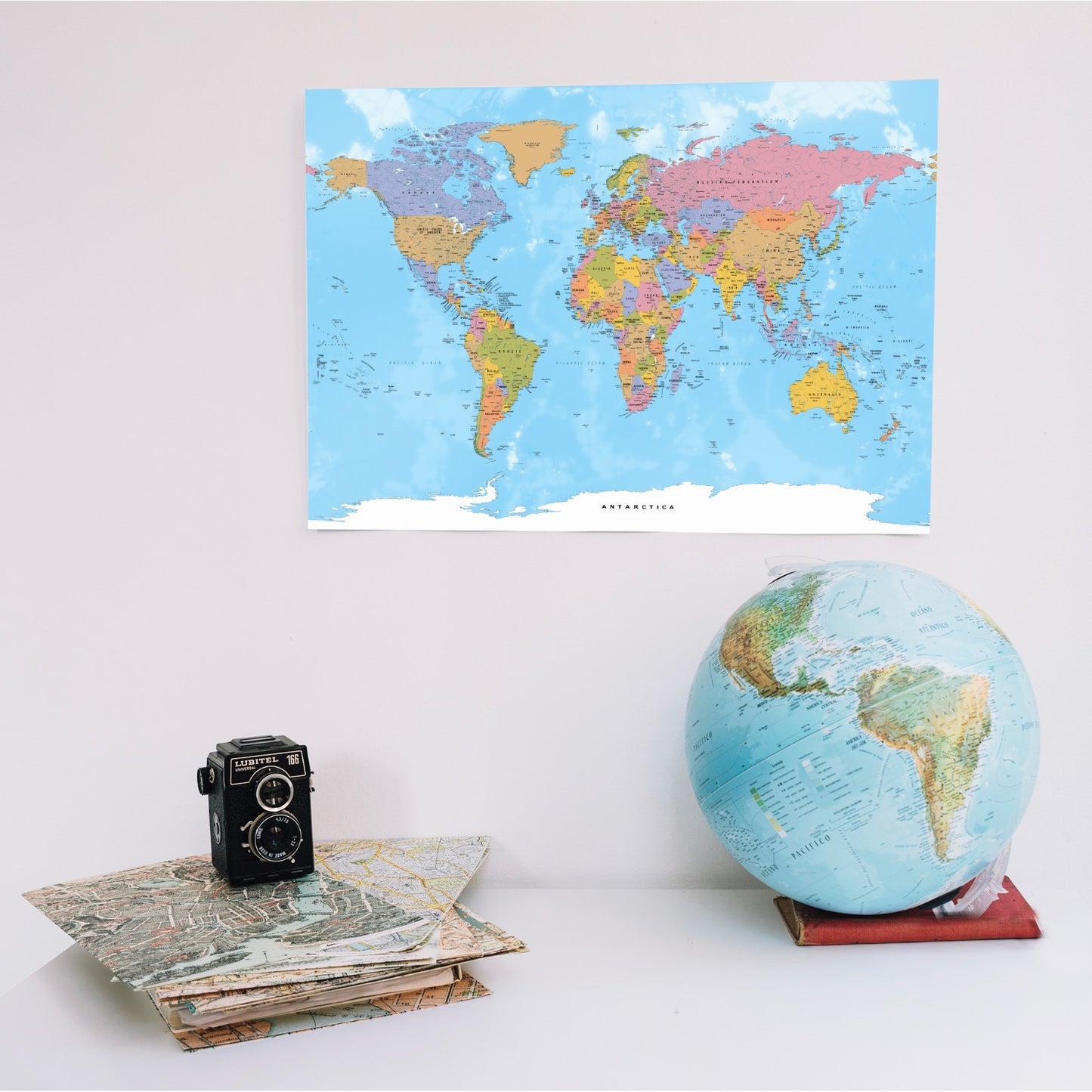 WORLD MAP POSTER EDUCATIONAL SCHOOL WALL ART ATLAS MAP GEOGRAPHY PRINT A5-A3