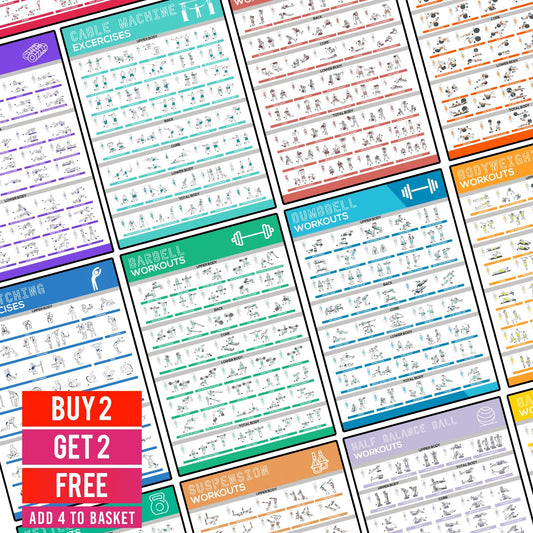 Gym Workout Exercise Posters Dumbbell Kettlebell Barbell Training A5 A4 A3 A2 A1