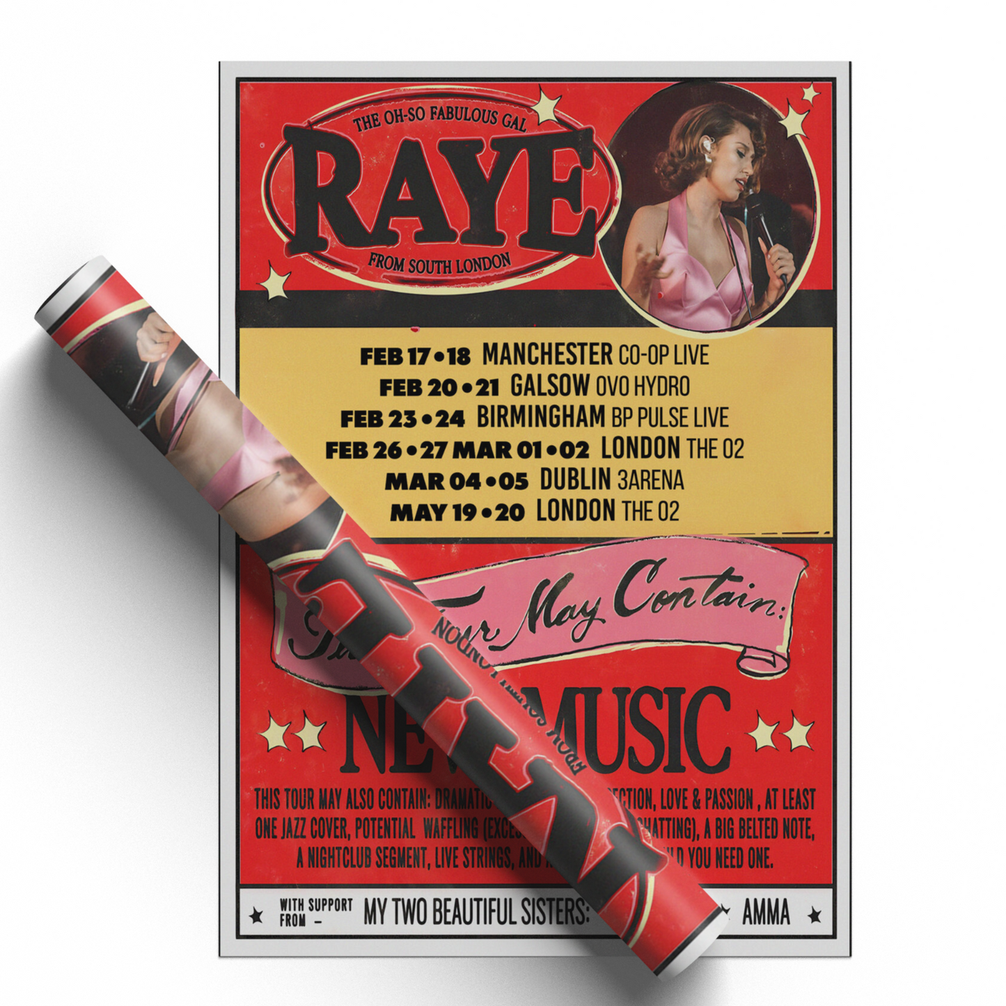 Raye Poster Musician 2026 All UK Date Poster For Raye Fans A5-A3 Concert Poster