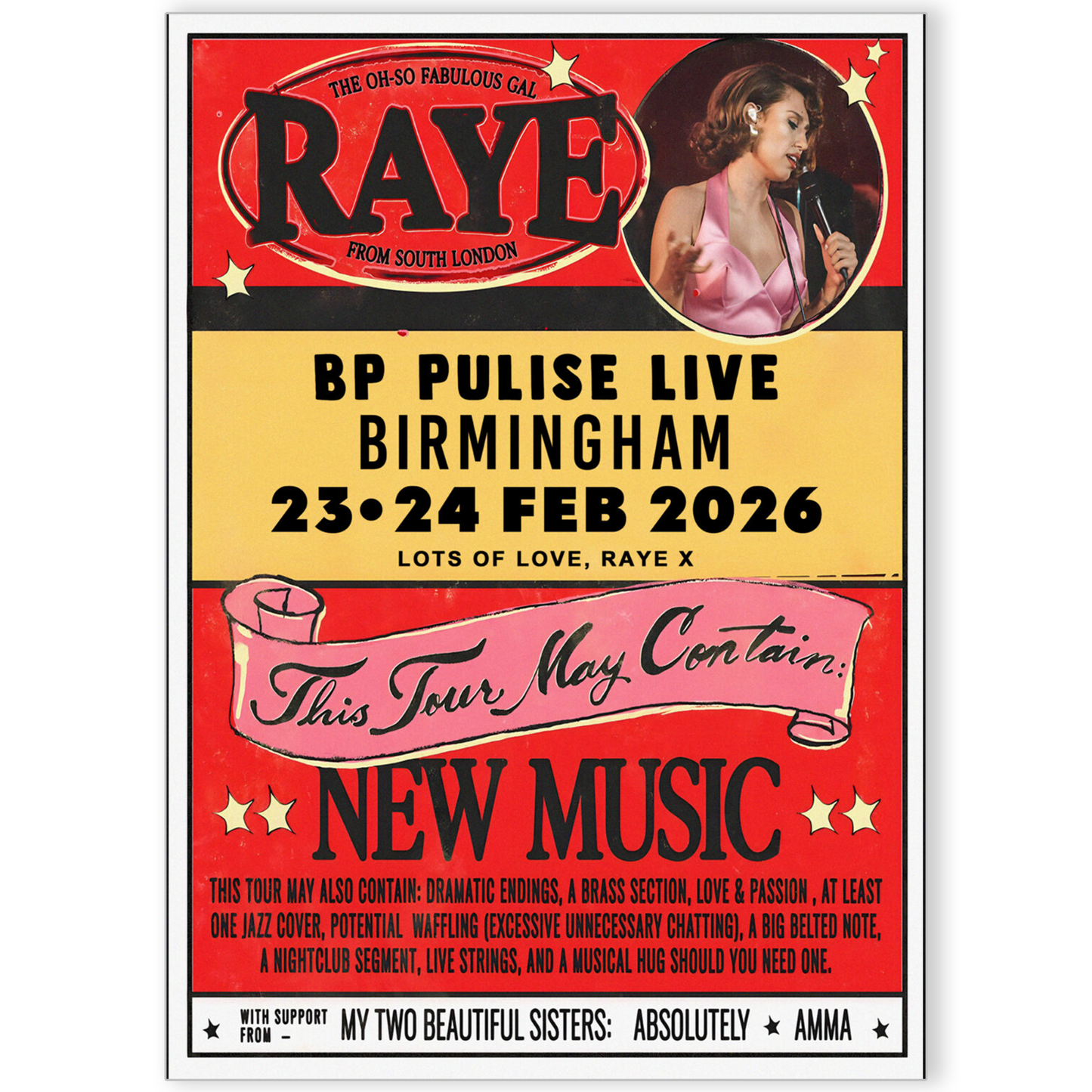 Raye Poster Musician 2026 Birmingham BP Pulse Poster For Raye Fans A5-A3 Concert
