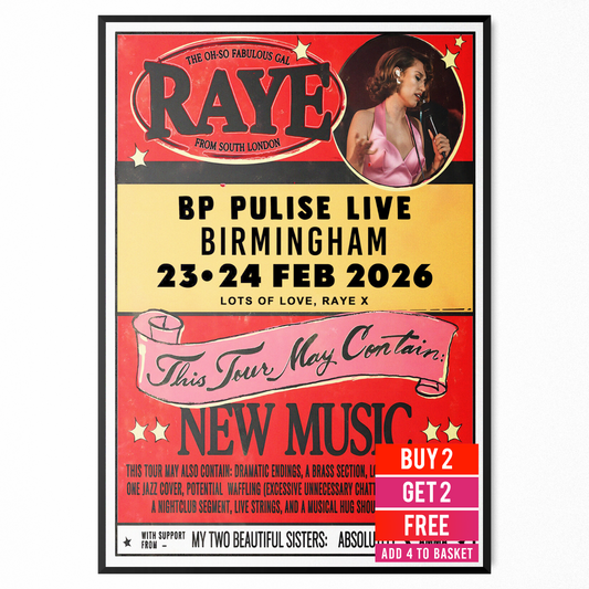 Raye Poster Musician 2026 Birmingham BP Pulse Poster For Raye Fans A5-A3 Concert