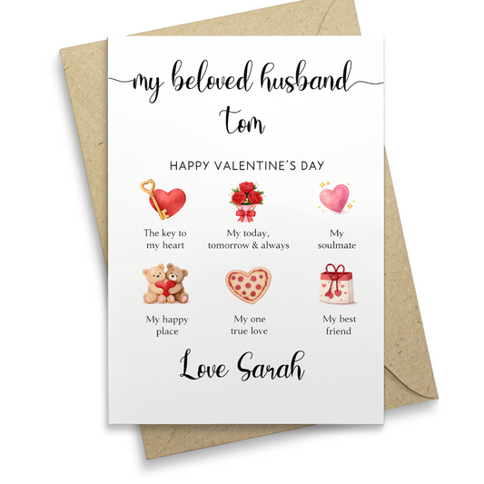 Valentine’s Day Card Personalised Romantic Gift for Husband Wife Boyfriend Gf