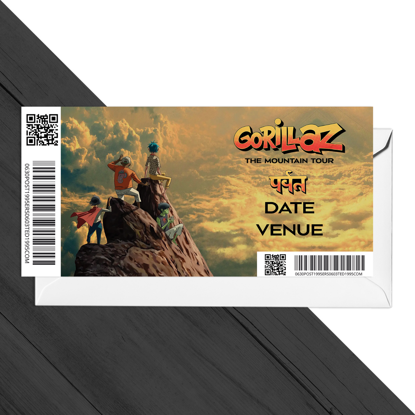 Gorillaz The Mountain Tour 2026 Ticket Gift Personalised Keepsake Reveal Ticket