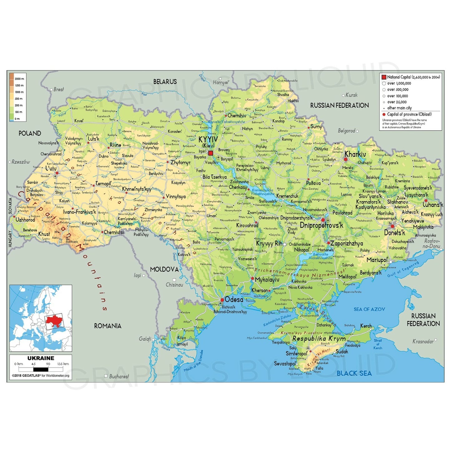 Ukraine Map Picture Wall Chart Educational Teaching Orubt Wall Poster A5 A4 A3