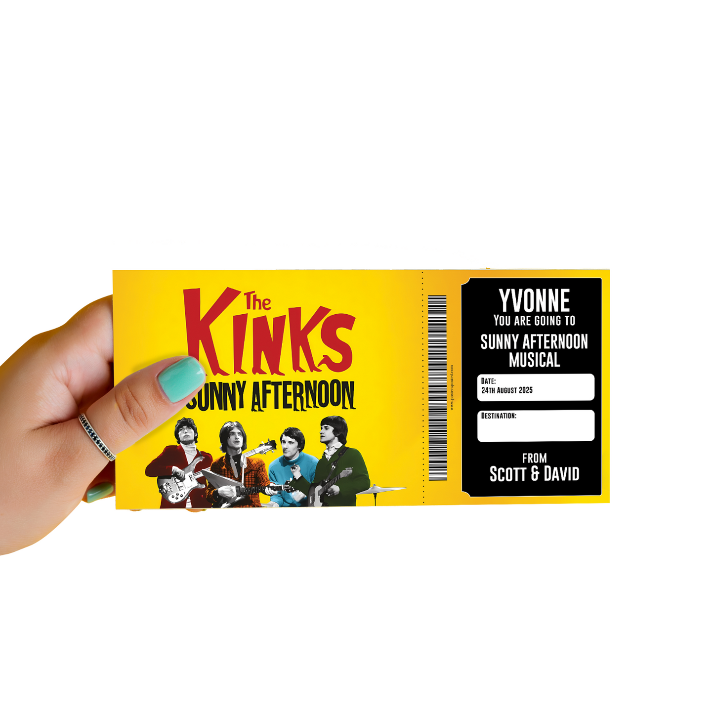 Sunny Afternoon The Kinks Musical Ticket Gift Voucher Surprise Personalised